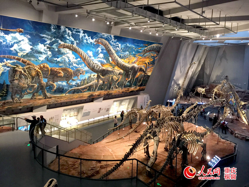 重庆自然博物馆新馆开放 侏罗纪公园引游客拍