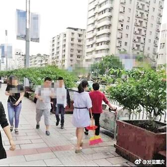 綦江一红衣婆婆捡拾路边垃圾的图片走红网络