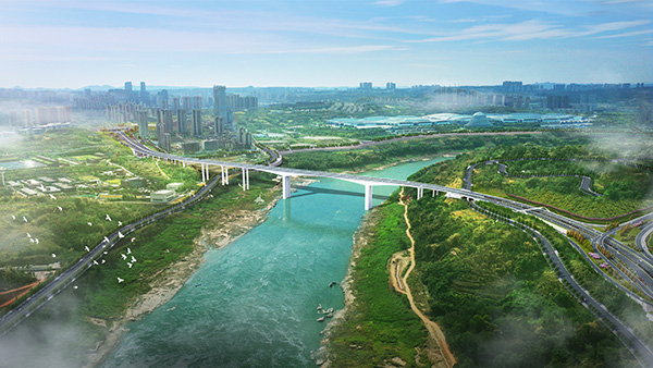 宝山嘉陵江大桥效果图。重庆市住房城乡建委供图