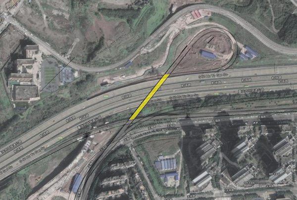 天宫殿N区C工程A匝道超浅埋下穿内环高速路平面图。受访者供图