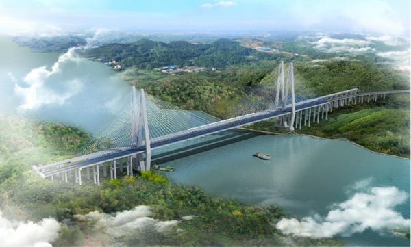 石沱长江大桥效果图。涪陵区委宣传部供图