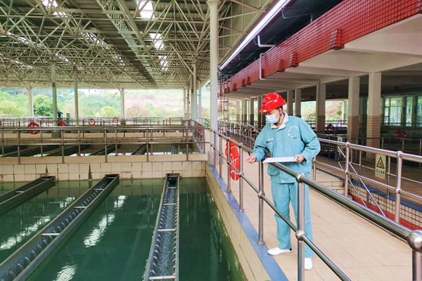 重庆市自来水公司丰收坝水厂工作人员正在巡检。重庆水务集团供图