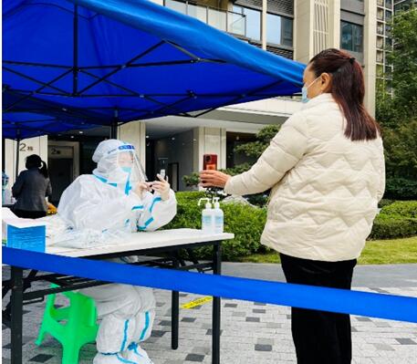 商会企业志愿者协助社区做好核酸检测信息录入。重庆市上海商会供图