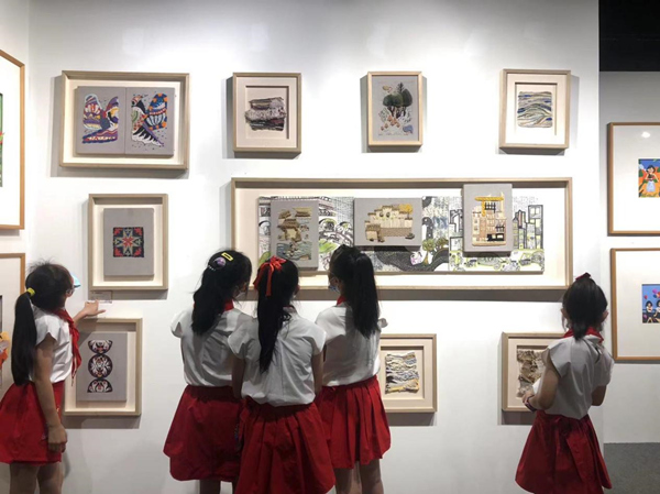 开办纤维艺术展。大渡口区跳磴小学供图