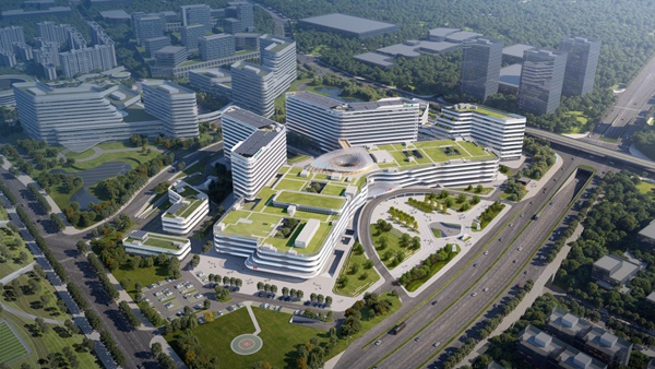 華中科技大學同濟醫學院附屬協和醫院重慶醫院暨國家區域醫療中心項目效果圖。中建八局供圖