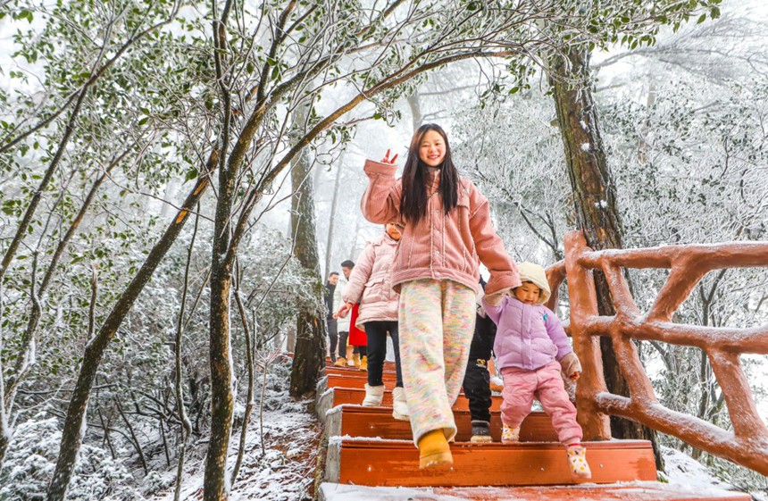 一月二十二日，墊江縣寶鼎山市級森林公園，大雪后的公園宛如童話世界，吸引各地游客前來觀景游玩。通訊員 龔長浩 攝\視覺重慶