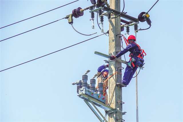 国网重庆开州供电公司员工对线路开展综合检修。