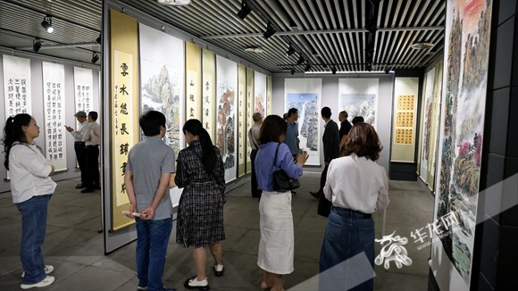 書畫展吸引了很多市民參觀。華龍網記者 李燊 攝