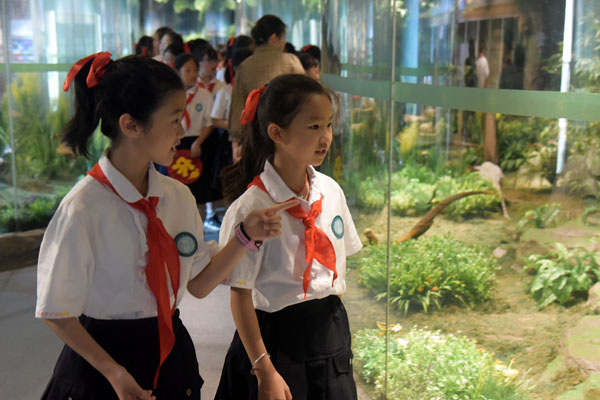 学生参观生物馆。重师附二小供图