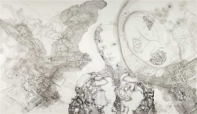 王伟名作品《∞》(中国画)。