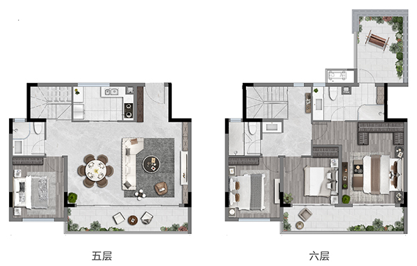 上叠产品户型图。越秀重庆供图