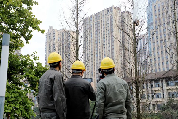 电力人员利用激光技术清除马蜂窝。国网重庆永川供电公司供图