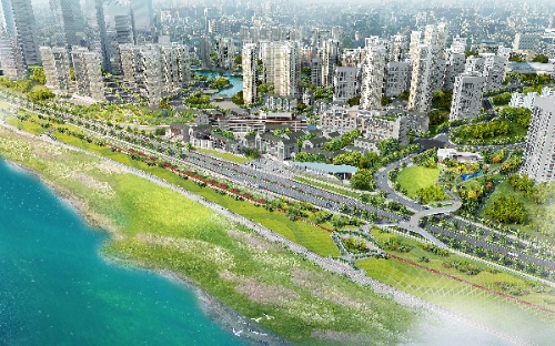 渝中區化龍橋濱江岸線過街天橋6月底投入使用