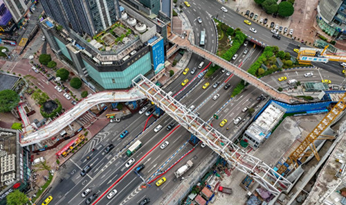 观音桥商圈空中连廊项目。重庆设计集团有限公司市政设计研究院供图
