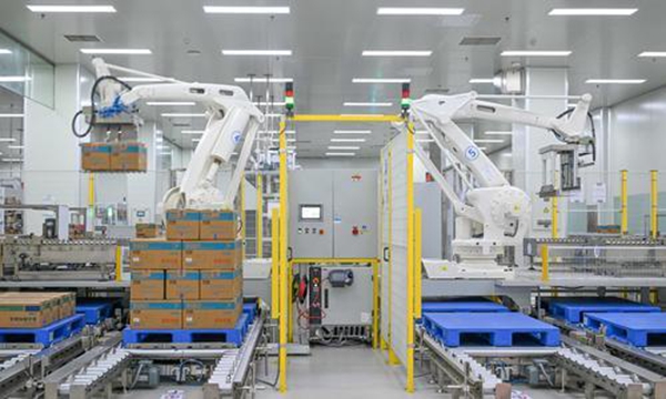 10月29日，位于江北区的登康口腔智能工厂，机械臂在码垛区有序运转。记者 张锦辉 摄/视觉重庆
