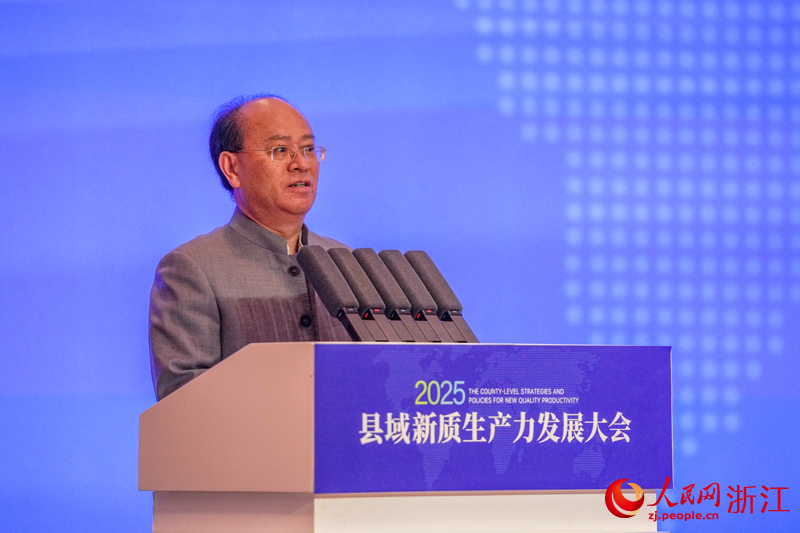 浙江省經濟和信息化廳二級巡視員應雲進致辭。人民網記者 章勇濤攝