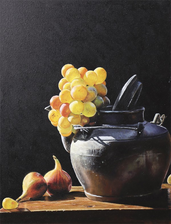 劉中梁靜物油畫作品。受訪人供圖