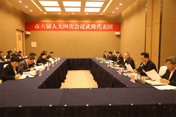 市六届人大四次会议武隆代表团举行第一次全体会议。通讯员 湛伟 摄