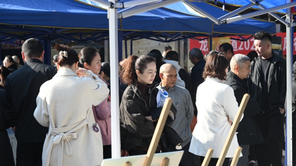 市民正在浏览招聘信息。李波摄