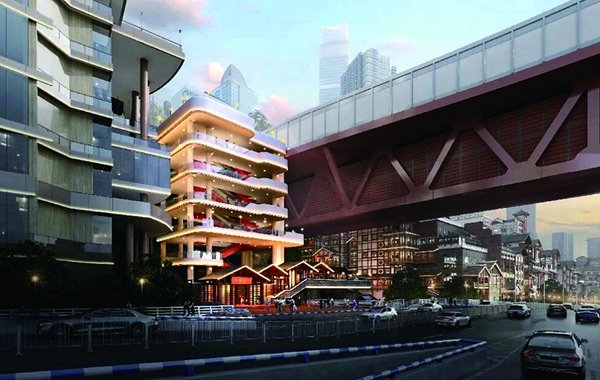 洪崖洞旁“長”出40米立體扶梯效果圖