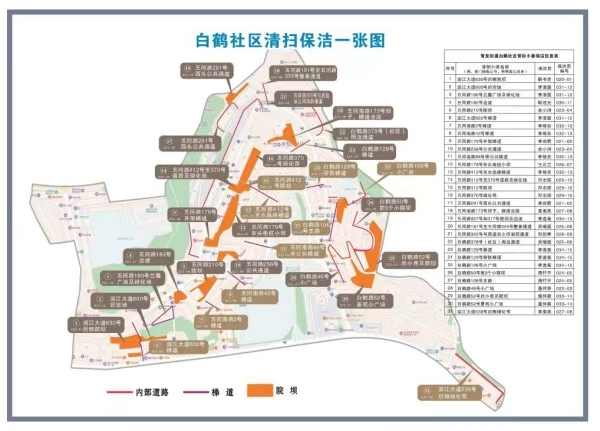 白鹤社区清扫保洁一张图。青龙街道供图