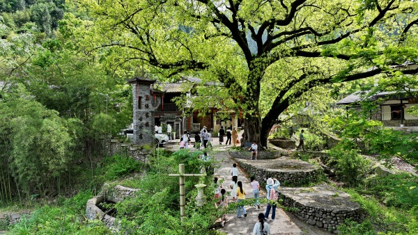 绿春坝村保家楼游客络绎不绝。丰都县融媒体中心供图