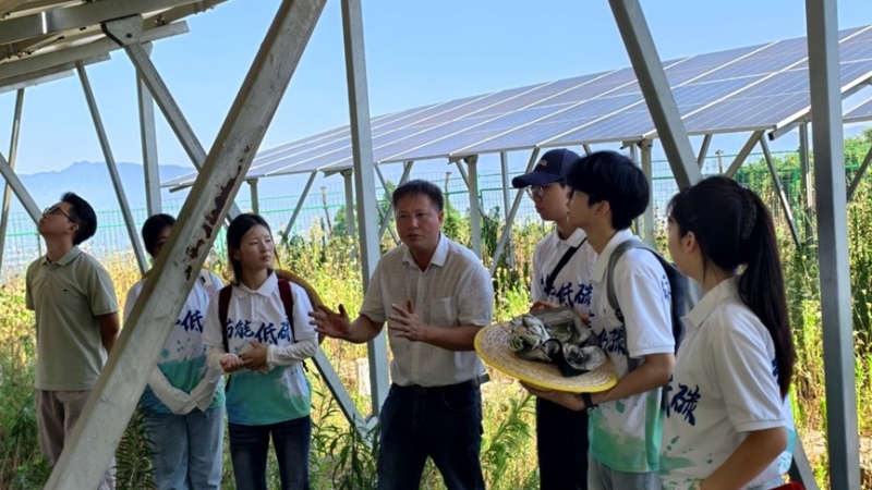 砚台镇太安村党支部书记周朝盛为实践团介绍项目建设背景。重庆电专供图