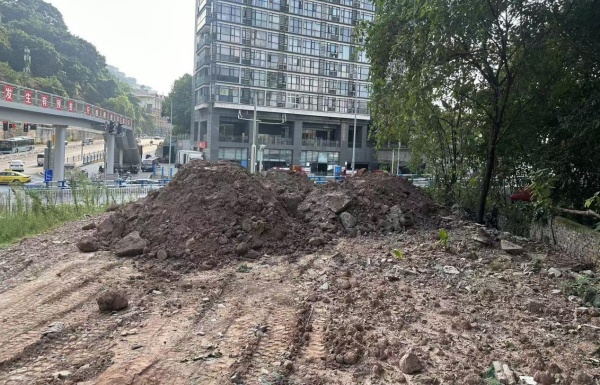 畔江樓外違規傾倒的建筑垃圾。化龍橋街道供圖