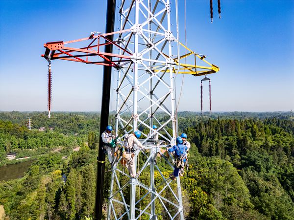 工人開展組塔作業。國網重慶永川供電公司供圖