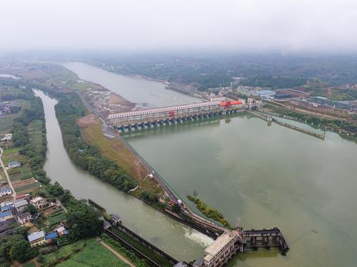 2026年9月23日，潼南區雙江鎮，雙江航電樞紐（無人機照片）。 記者 李雨恆 攝